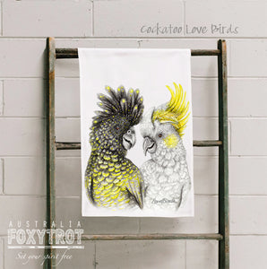 Cockatoo Love Birds Tea Towel