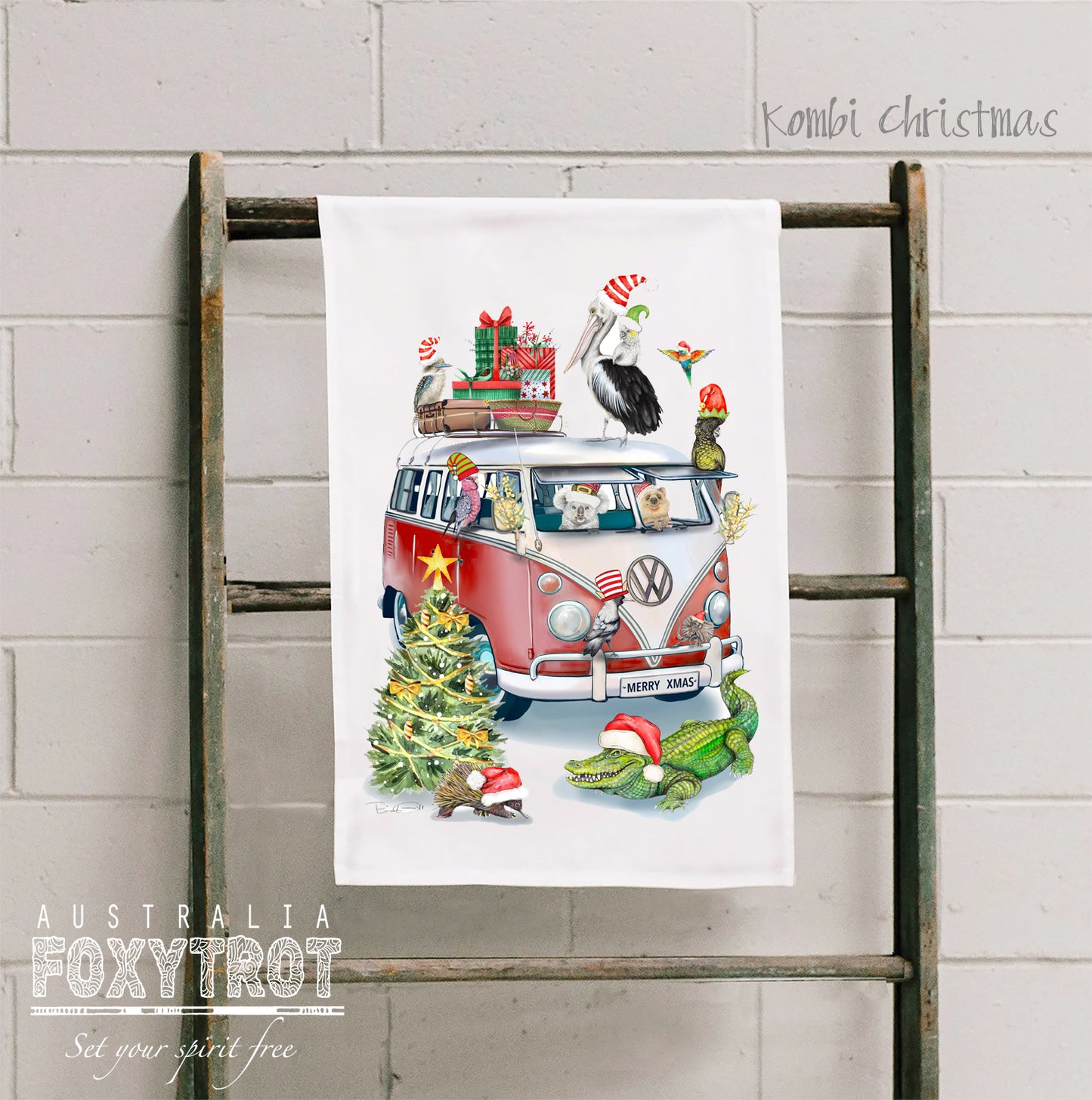 Christmas Kombi Tea Towel