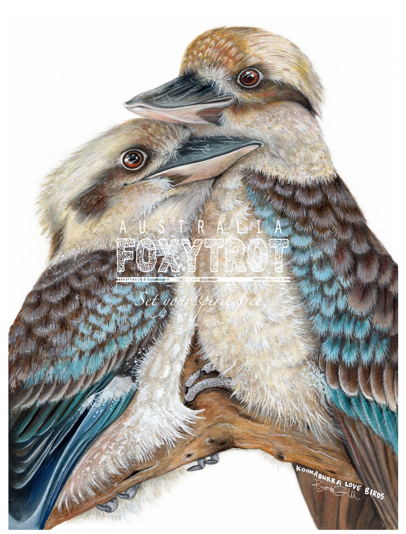 Kookaburra Lovebirds Tea Towel