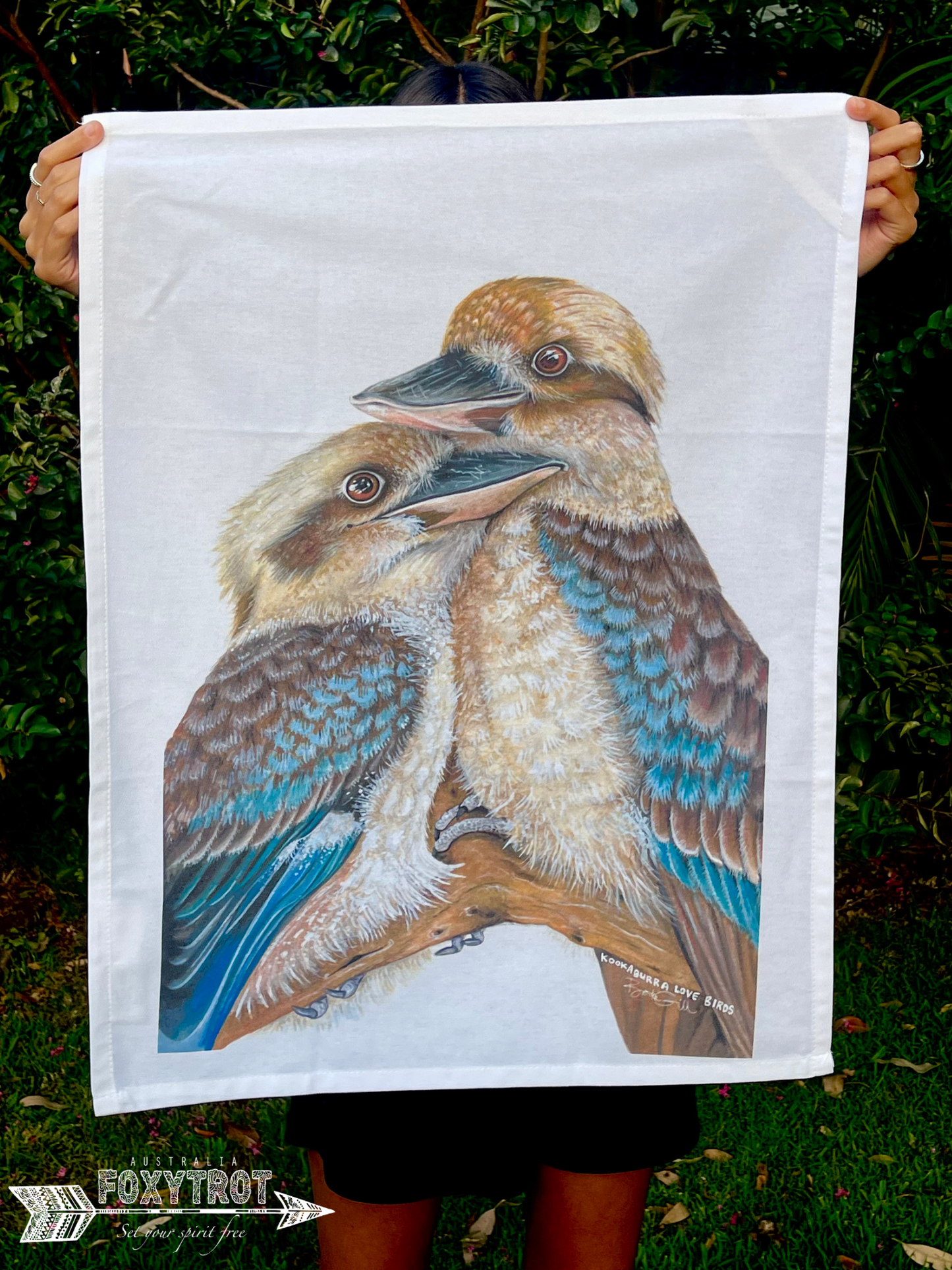 Kookaburra Lovebirds Tea Towel