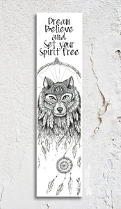 Dreamcatcher Wolf Inspirational Bookmark