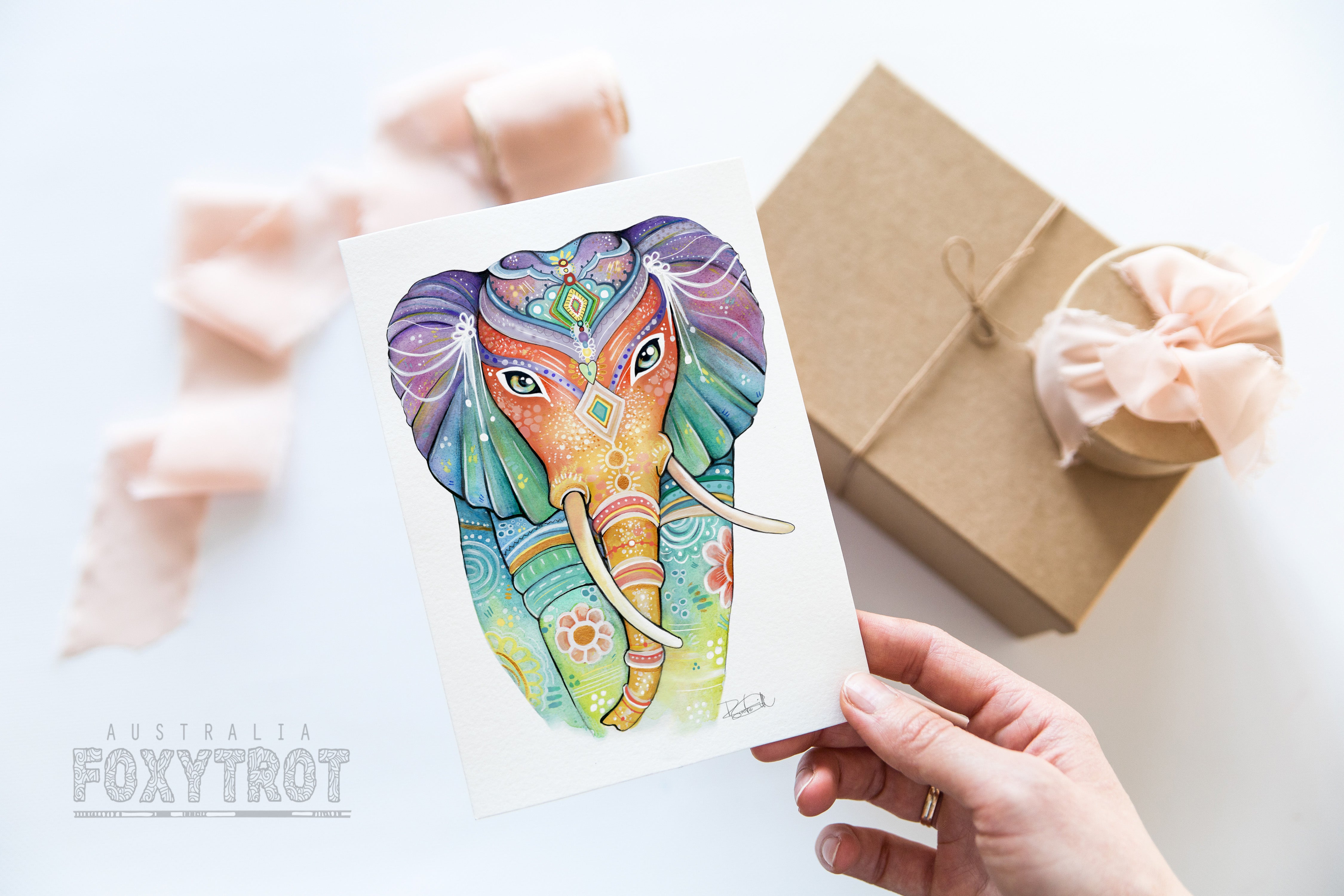 Rainbow Elephant Card