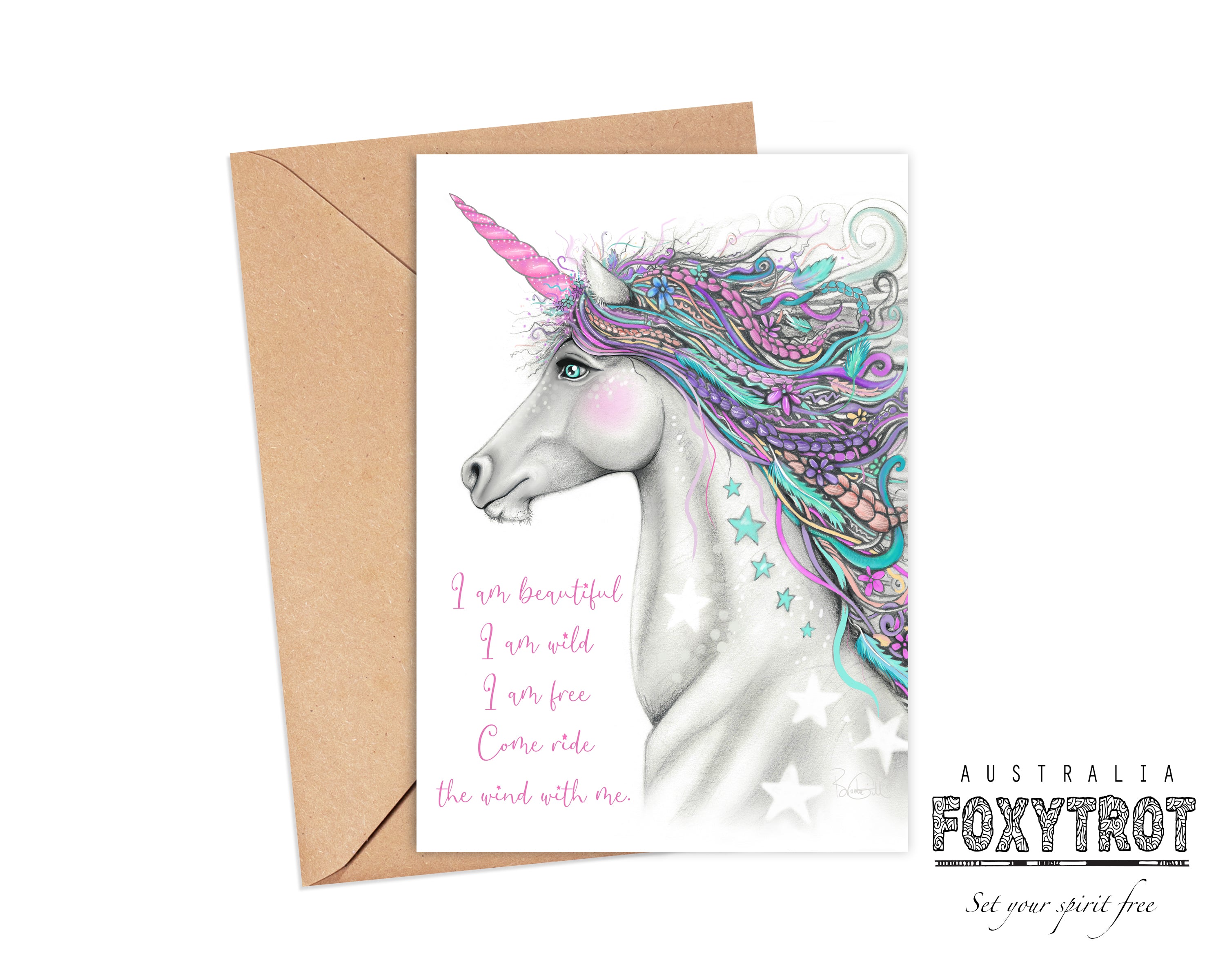 Free Spirited Unicorn Card