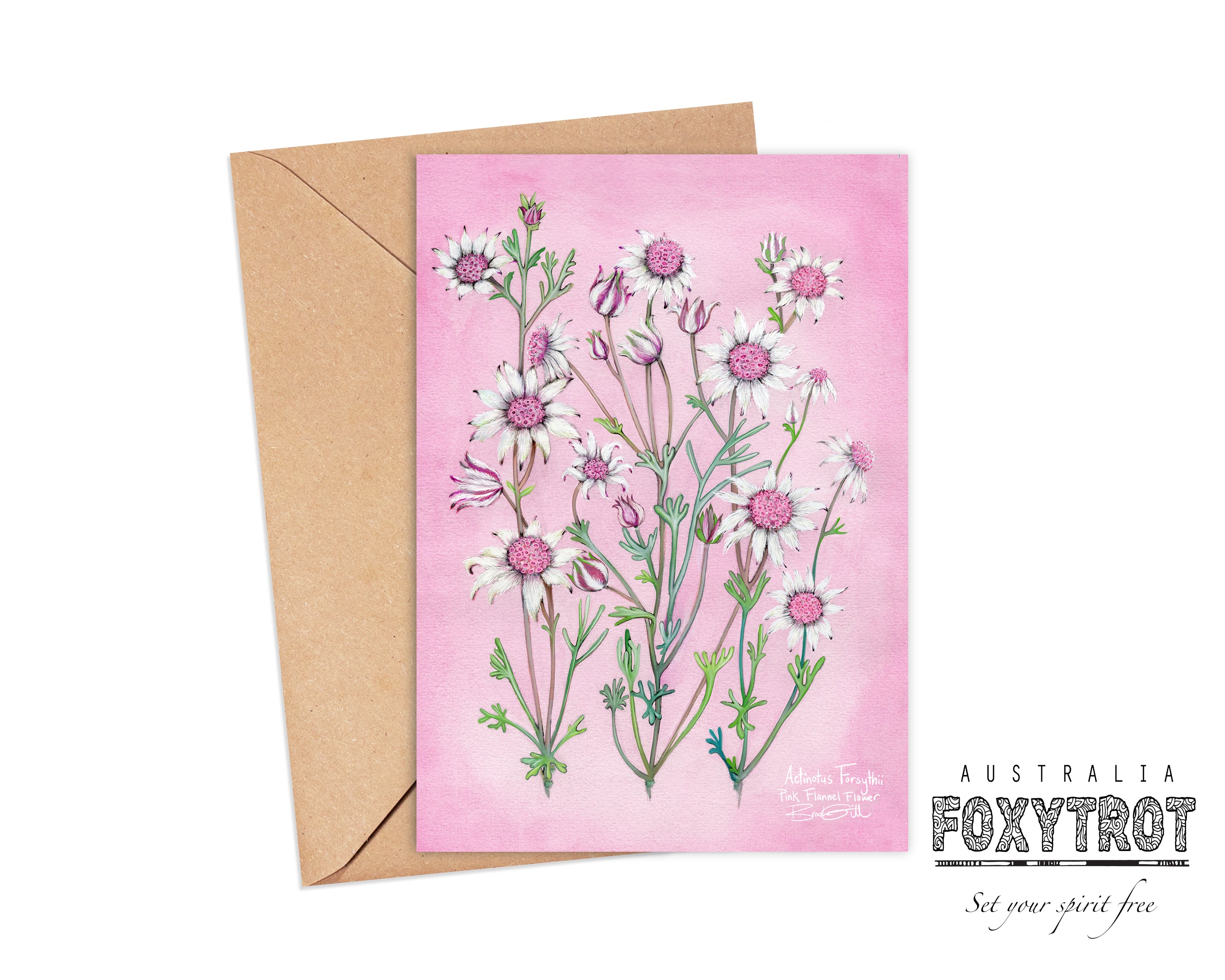 Pink Flannel Flower Card